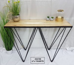 קונסולה עץ מלא + רגלי מתכת 116/45/78 ס"מ
